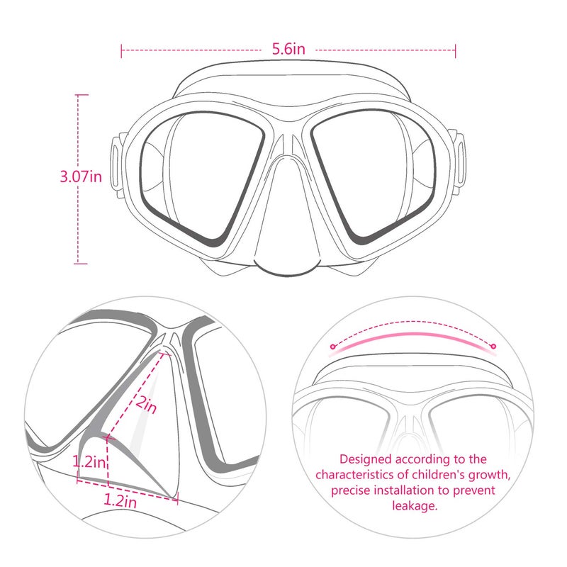 Supertrip Kids Swim Goggles with Nose Cover for Ages 6-14, Tempered Glass Fabric Strap Swimming Snorkel Mask for Pool Beach - Image 4